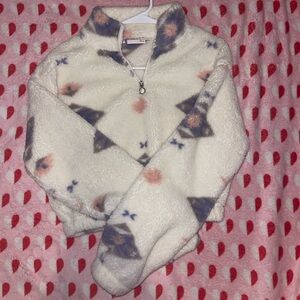 XS white multicolored cropped sweater